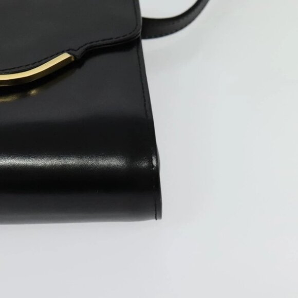 GUCCI Shoulder Bag Leather Black Gold Auth 140948 - Picture 5 of 16